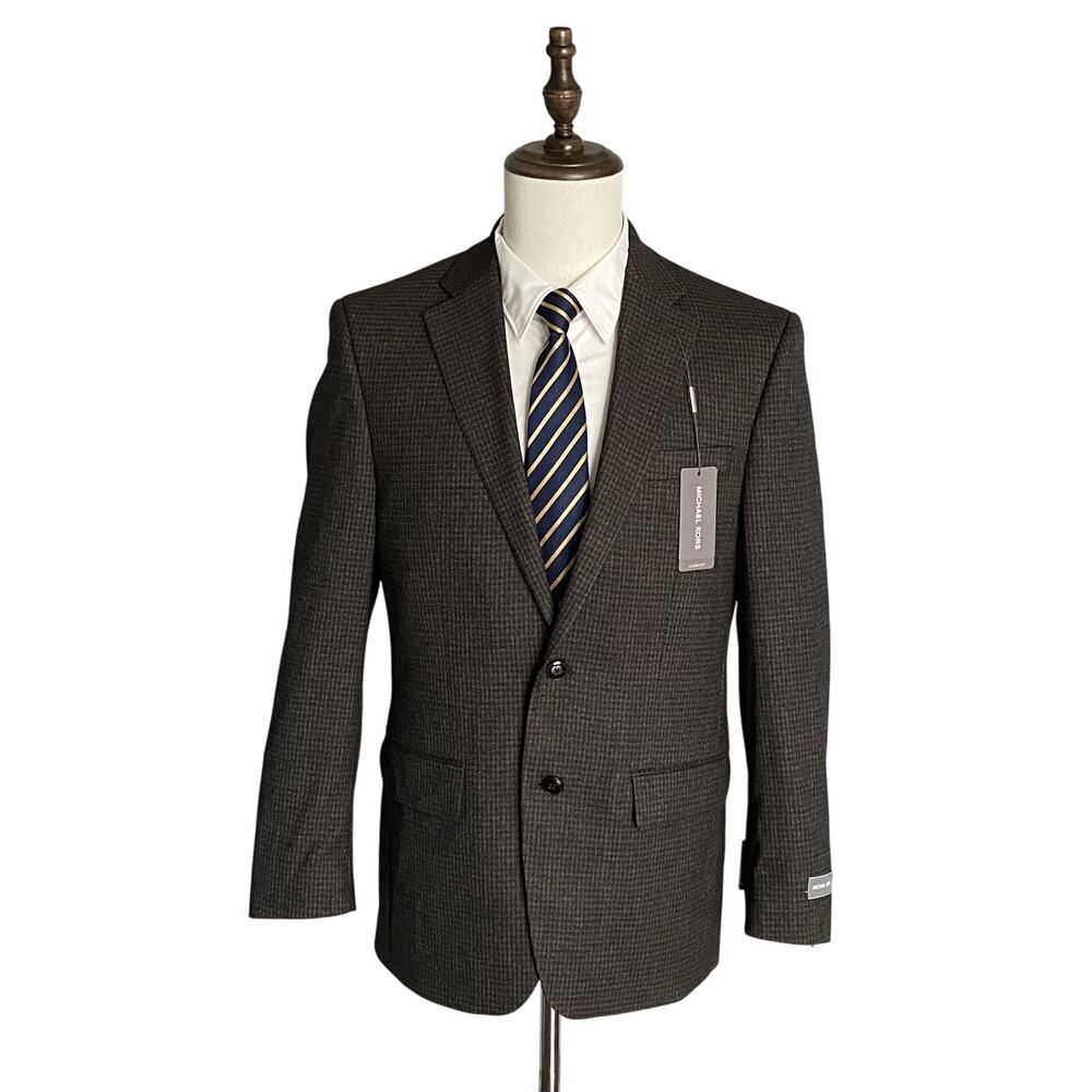 Michael Kors Sport Coat Men's 38 Regular Classic Fit Kent Brown Check NEW